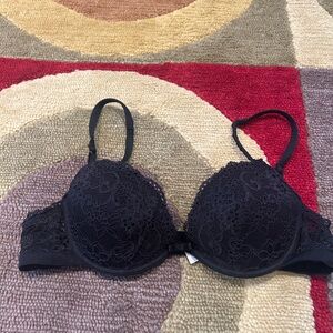 Intimissimi Black Lace Bra Bow Underwire Lingerie Intimates Push Up Size 36B